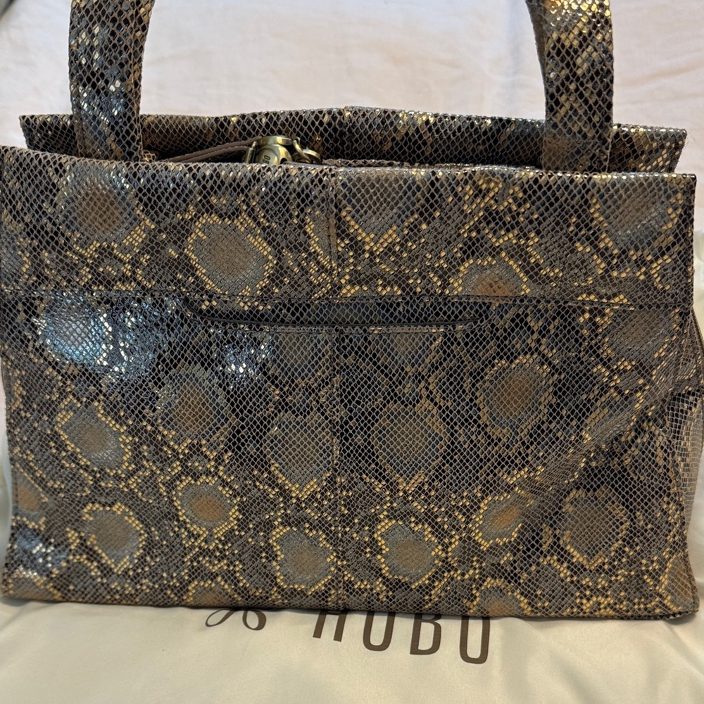 HOBO Brown and Gold Snake-Print Hobo Bag - Picture 5 of 12
